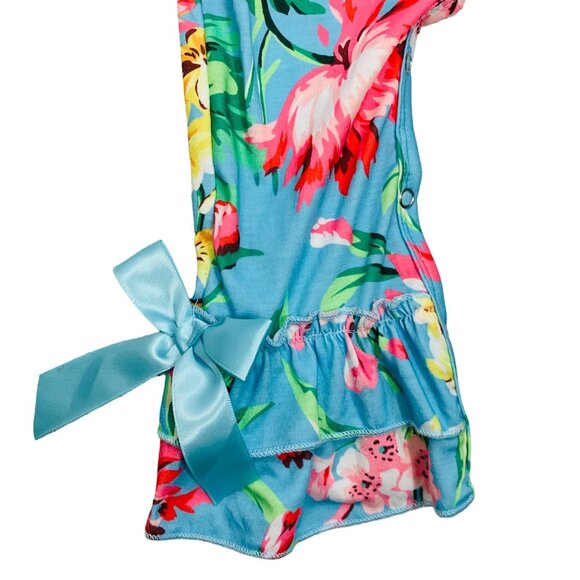 Tropical Floral Baby Romper Ruffle Sleeves Bow One Piece Size 18 Months - Picture 5 of 9